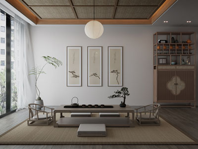 新中式茶室3d模型 新中式茶室