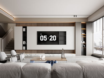 现代客厅电视背景墙3d模型 现代客厅电视背景墙
