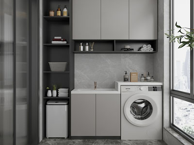 现代阳台洗衣机收纳柜