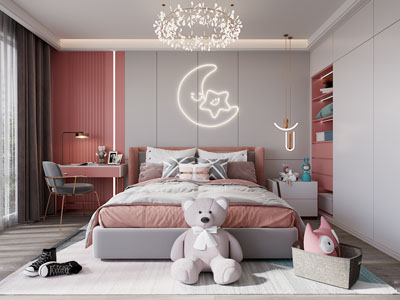 现代卧室 儿童房 公主房