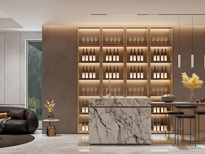 现代影音室 休闲室 中岛台 酒吧台