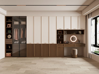 现代中古风衣柜3d模型 现代中古风衣柜