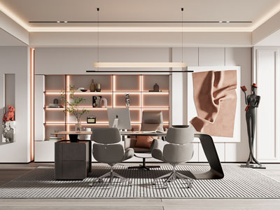 现代董事长 总经理办公室3d模型 现代董事长 总经理办公室