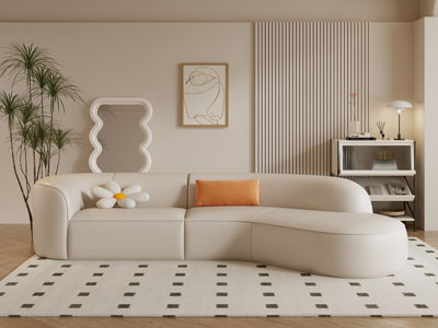 现代奶油风弧形多人沙发3d模型 现代奶油风弧形多人沙发