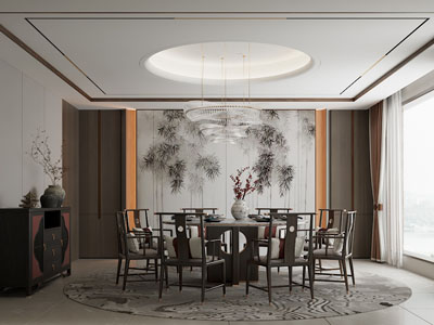 新中式酒店包厢包间3d模型 新中式酒店包厢包间