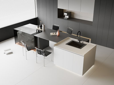 现代餐厅吧台餐桌椅组合