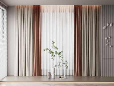 现代窗帘窗纱3d模型 现代窗帘窗纱