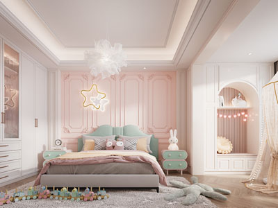 现代卧室 公主房 儿童房