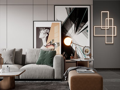 现代客厅 边几 壁灯3d模型 现代客厅 边几 壁灯