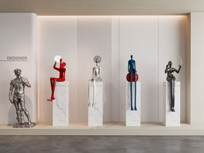 现代人物雕塑雕刻摆件组合