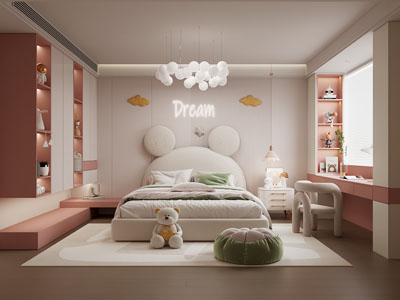 现代奶油风卧室 儿童房 公主房