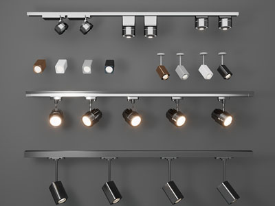 现代筒灯射灯 轨道磁吸灯3d模型 现代筒灯射灯 轨道磁吸灯