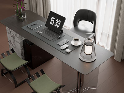 现代书桌椅组合3d模型 现代书桌椅组合
