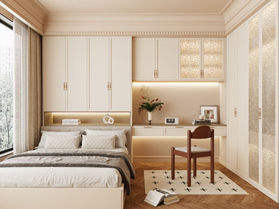 现代奶油风榻榻米卧室