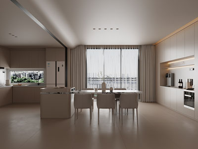 现代餐厅3d模型 现代餐厅