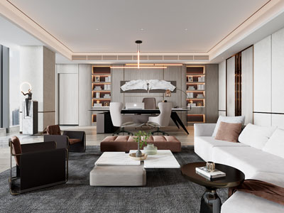 现代董事长 总经理办公室3d模型 现代董事长 总经理办公室