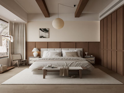 侘寂风中古卧室