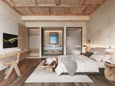 现代民宿酒店客房3d模型 现代民宿酒店客房