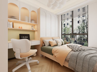 现代奶油风榻榻米卧室