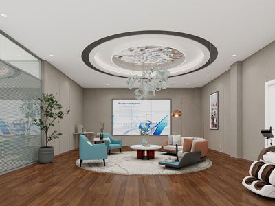 新中式公司接待区3d模型 新中式公司接待区