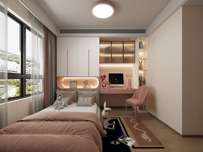 现代榻榻米卧室 女儿房 儿童房