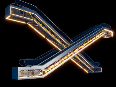 现代扶手电梯 步梯3d模型 现代扶手电梯 步梯