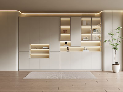 现代奶油风装饰书柜