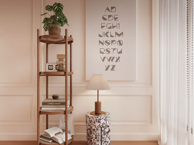 现代实木装饰书架 边几