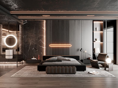现代暗黑风卧室