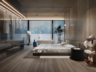 现代原木风卧室