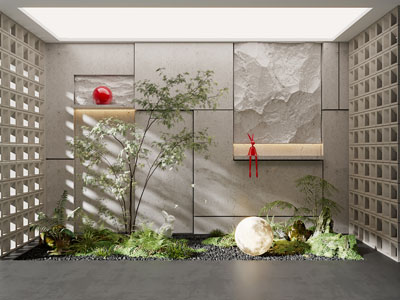 侘寂风室内植物景观园艺小品