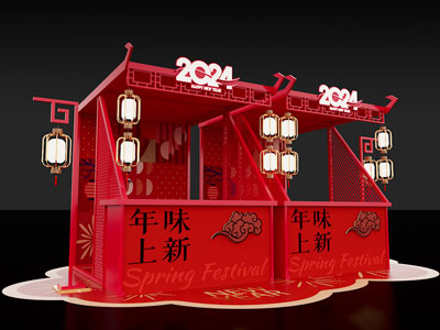 新中式新年集市 售货车 摊位 美陈