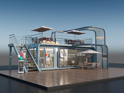 工业风loft咖啡厅3d模型 工业风loft咖啡厅