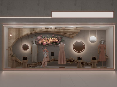 现代女装橱窗3d模型 现代女装橱窗
