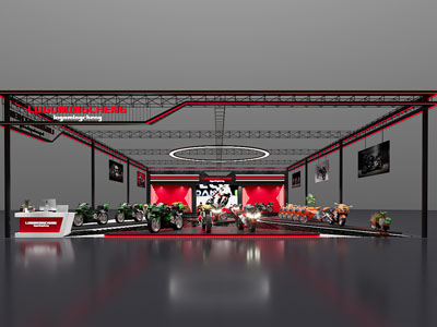 工业风loft摩托车展厅展览3d模型 工业风loft摩托车展厅展览