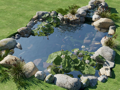 现代公园水池景观园艺小品