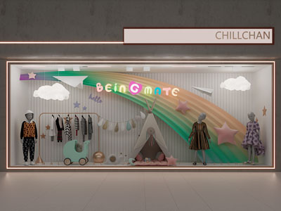 现代童装橱窗3d模型 现代童装橱窗