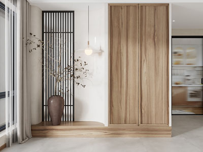 新中式原木玄关鞋柜