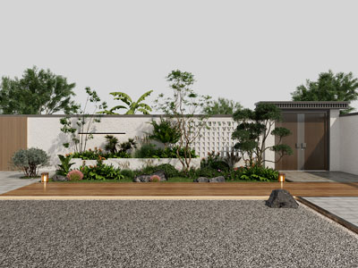 新中式庭院植物景观园艺小品