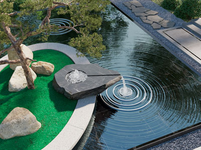 现代公园植物树木水景园艺小品