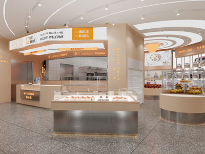 现代烘焙面包 甜品店 展柜 门头