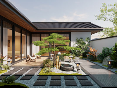 新中式庭院景观园艺小品