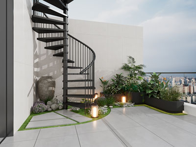 现代露台植物景观园艺小品