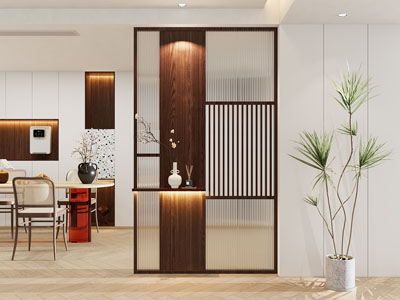 现代景观玻璃隔断鞋柜