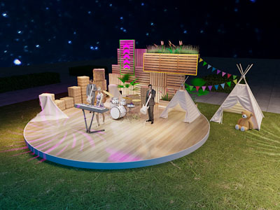 现代营地演绎舞台 美陈 户外装置3d模型 现代营地演绎舞台 美陈 户外装置