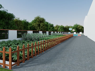 现代篮球场 篱笆菜园子