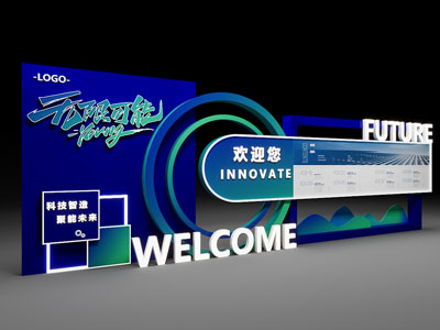 现代科技展览墙 美陈3d模型 现代科技展览墙 美陈