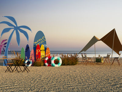 现代沙滩营地美陈 户外装置