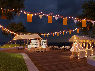 现代帐篷 情景式户外露营摊位 氛围灯