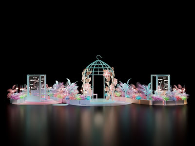 现代花束鸟笼组合美陈点位